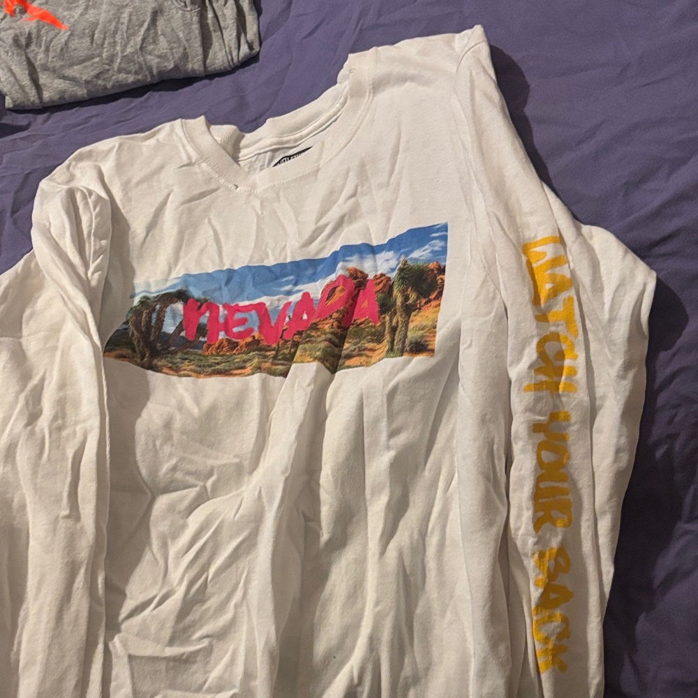 PrettyLittleThing White Long Sleeve Tee with Nevada Print
